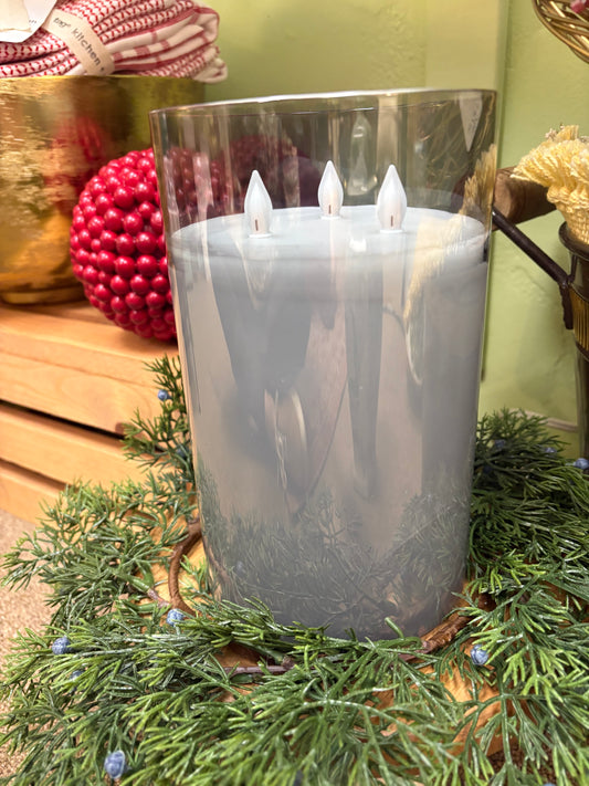 LED Candle in Gray Glass