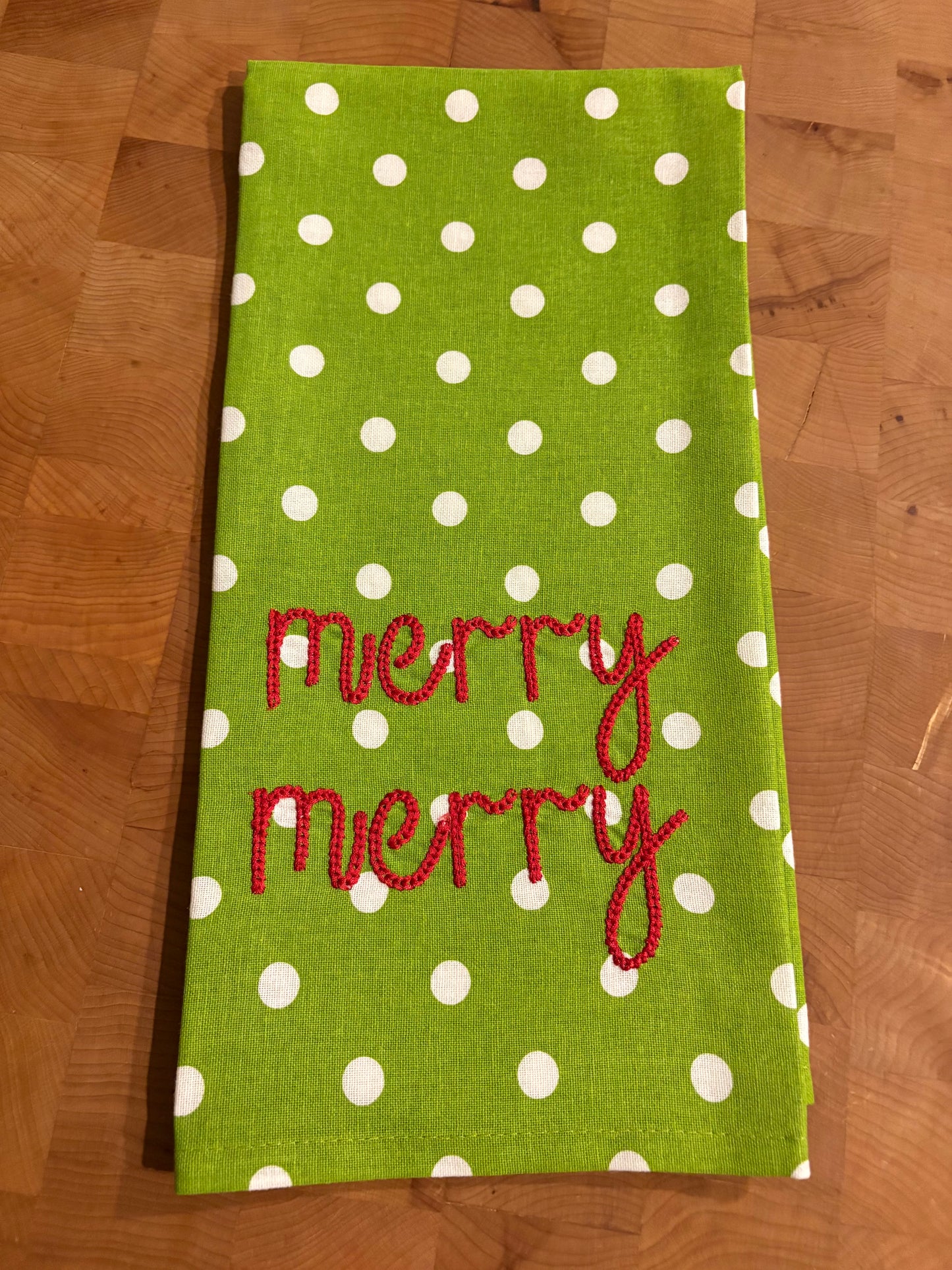 Lime Dot Merry Merry Towel