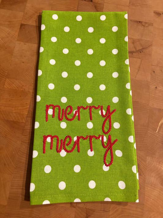 Lime Dot Merry Merry Towel