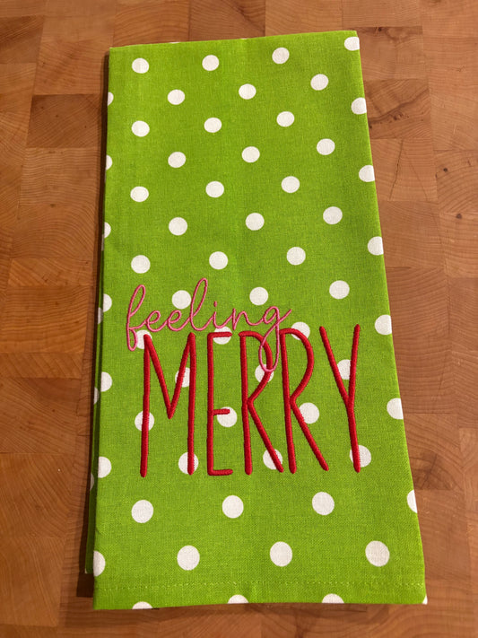 Lime Dot Feeling Merry Tea Towel