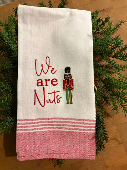 Red Border -  We are Nuts - Tea Towel