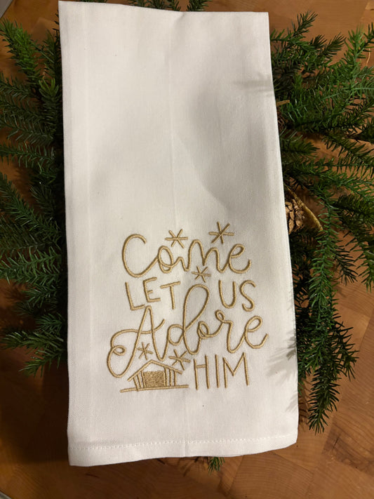 Tea Towel - Come Let us Adore Him