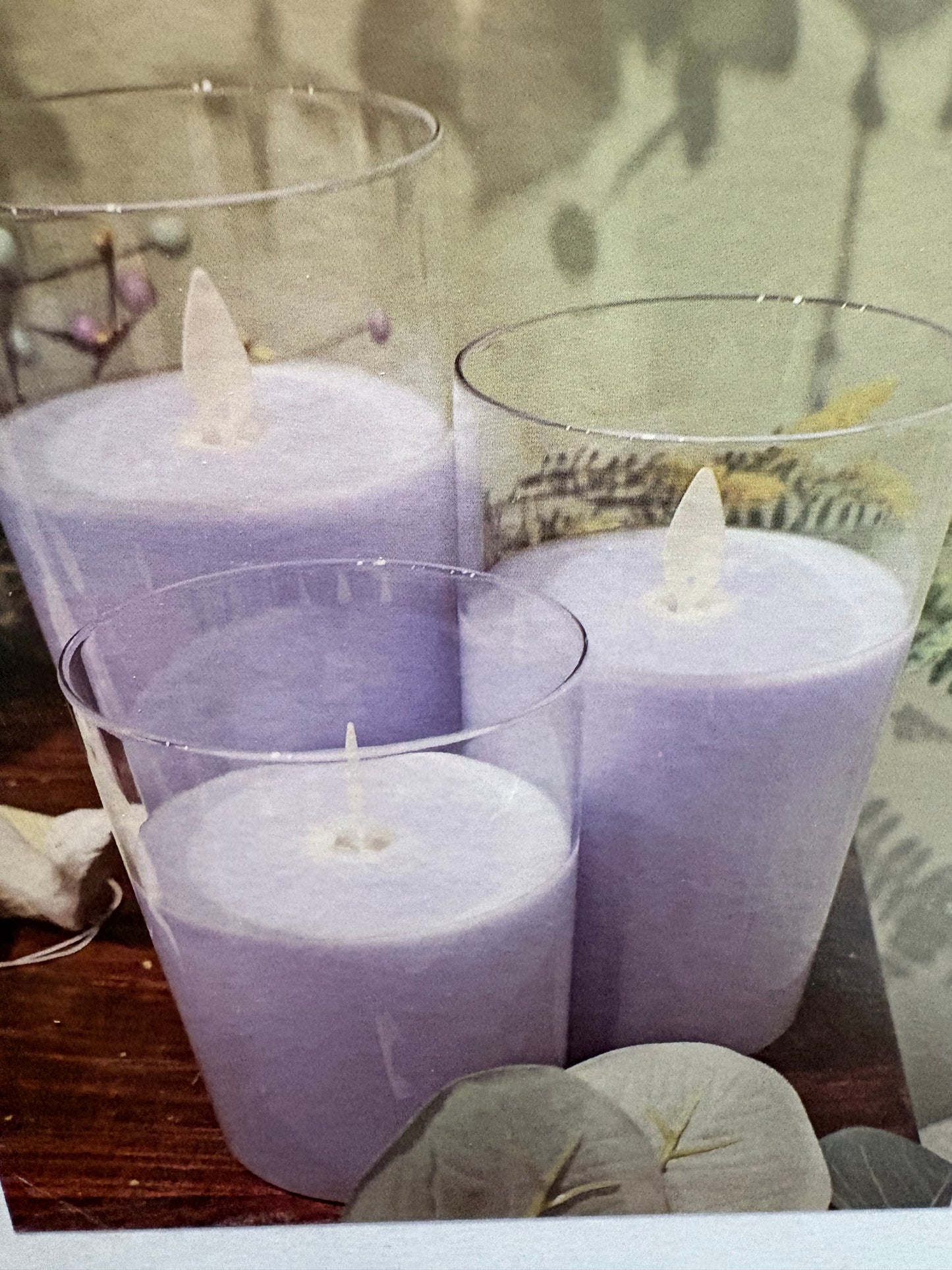 Glass Moving Flameless LED Pillar 3 inch diameter Set/3
