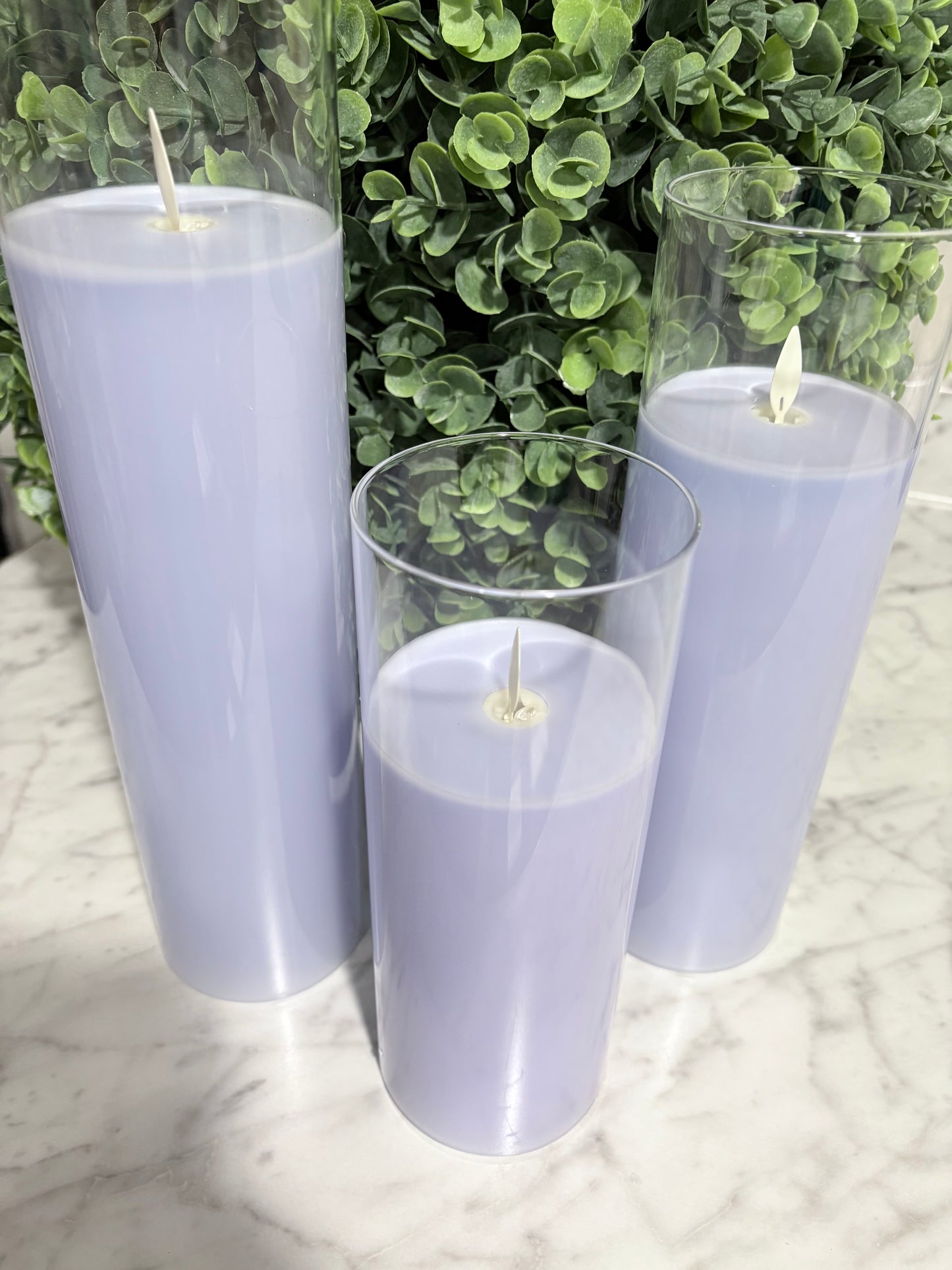 Glass Moving Flameless LED Pillar Set/3