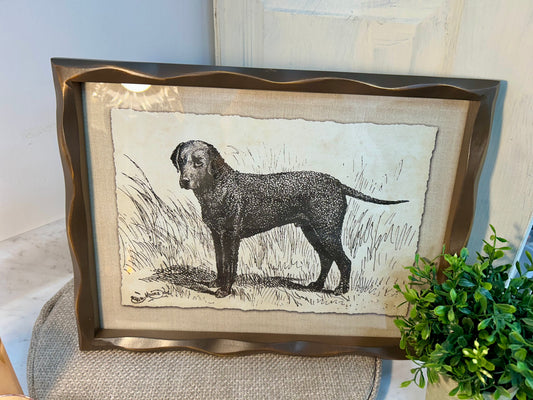 11.75 Inch Ornate Brown Wood Lab Framed Dog Print