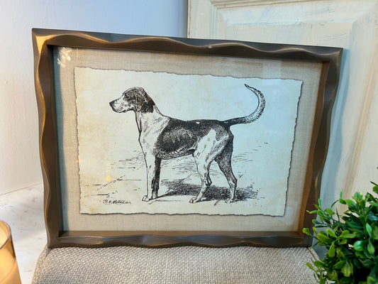 11.75 Inch Ornate Brown Wood Framed Pointer Dog Print
