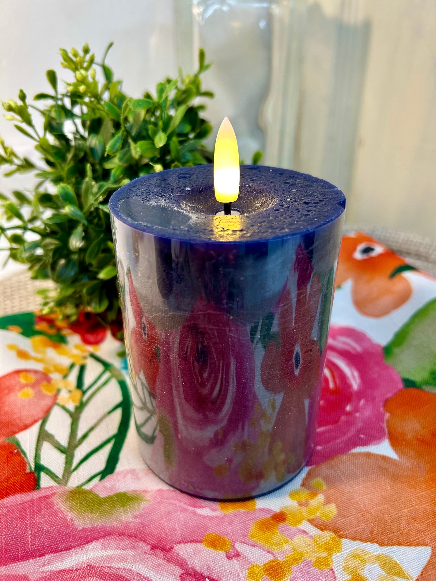 4 x 3 Navy Blue On/Off Flameless Candle