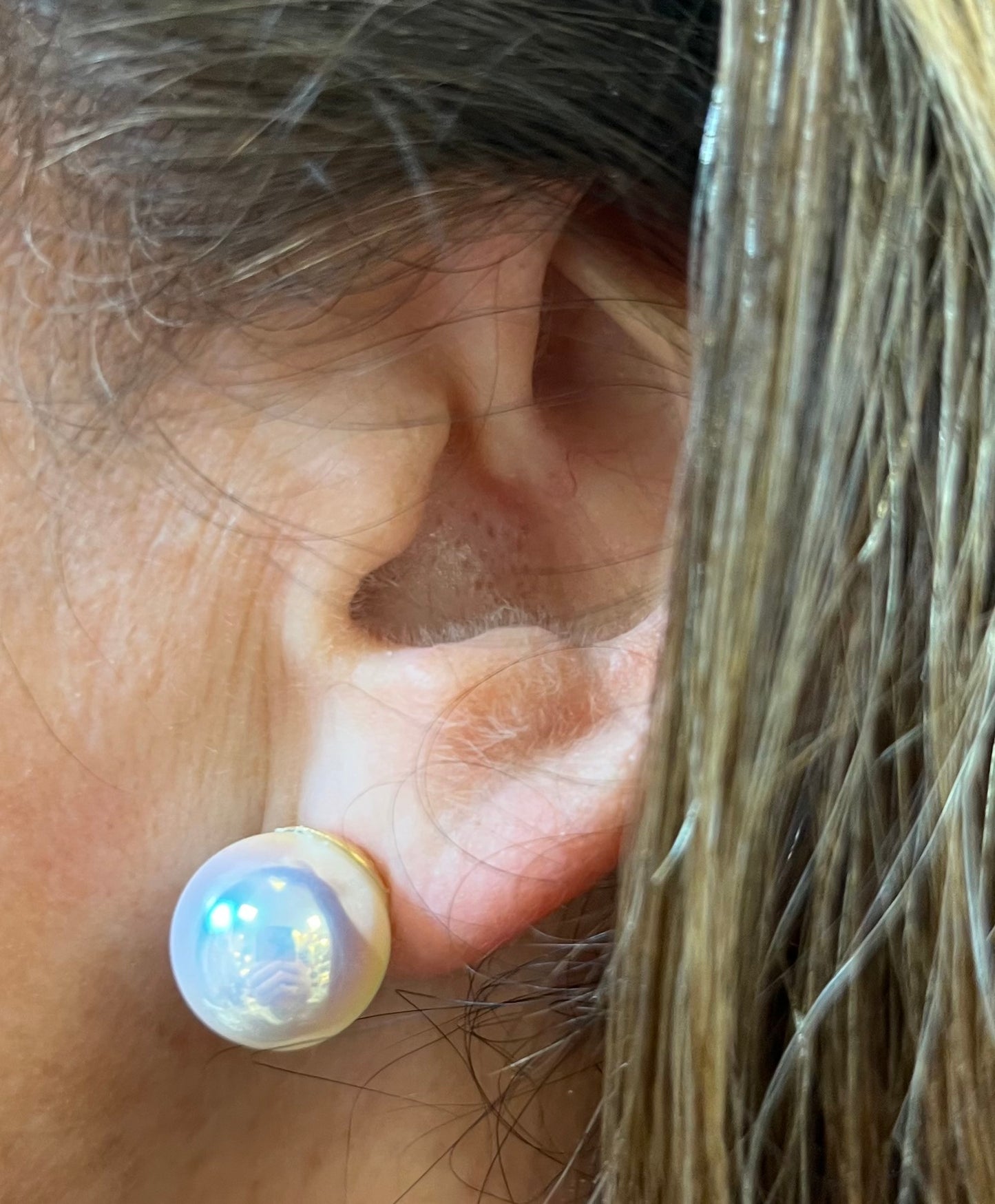 Iridescent Pearl Earrings-Large