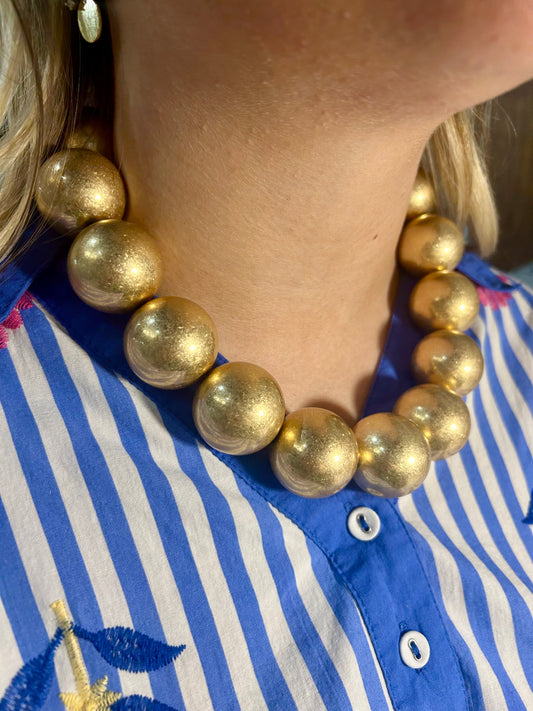 Extra Large Gold Beaded Necklace