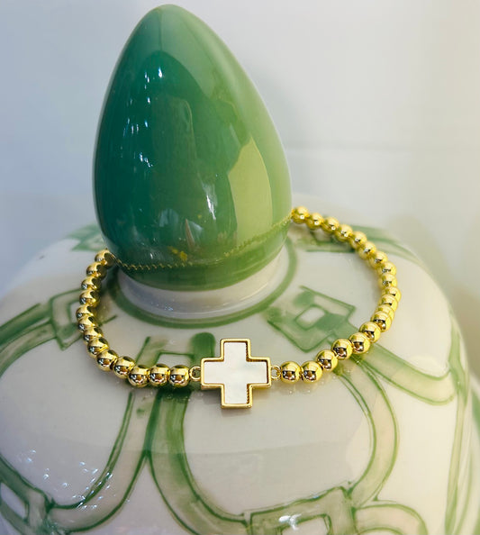 Mother of Pearl Cross Bracelet