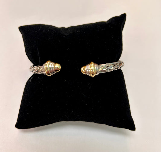 Two-tone Rhodium Braided Bracelet