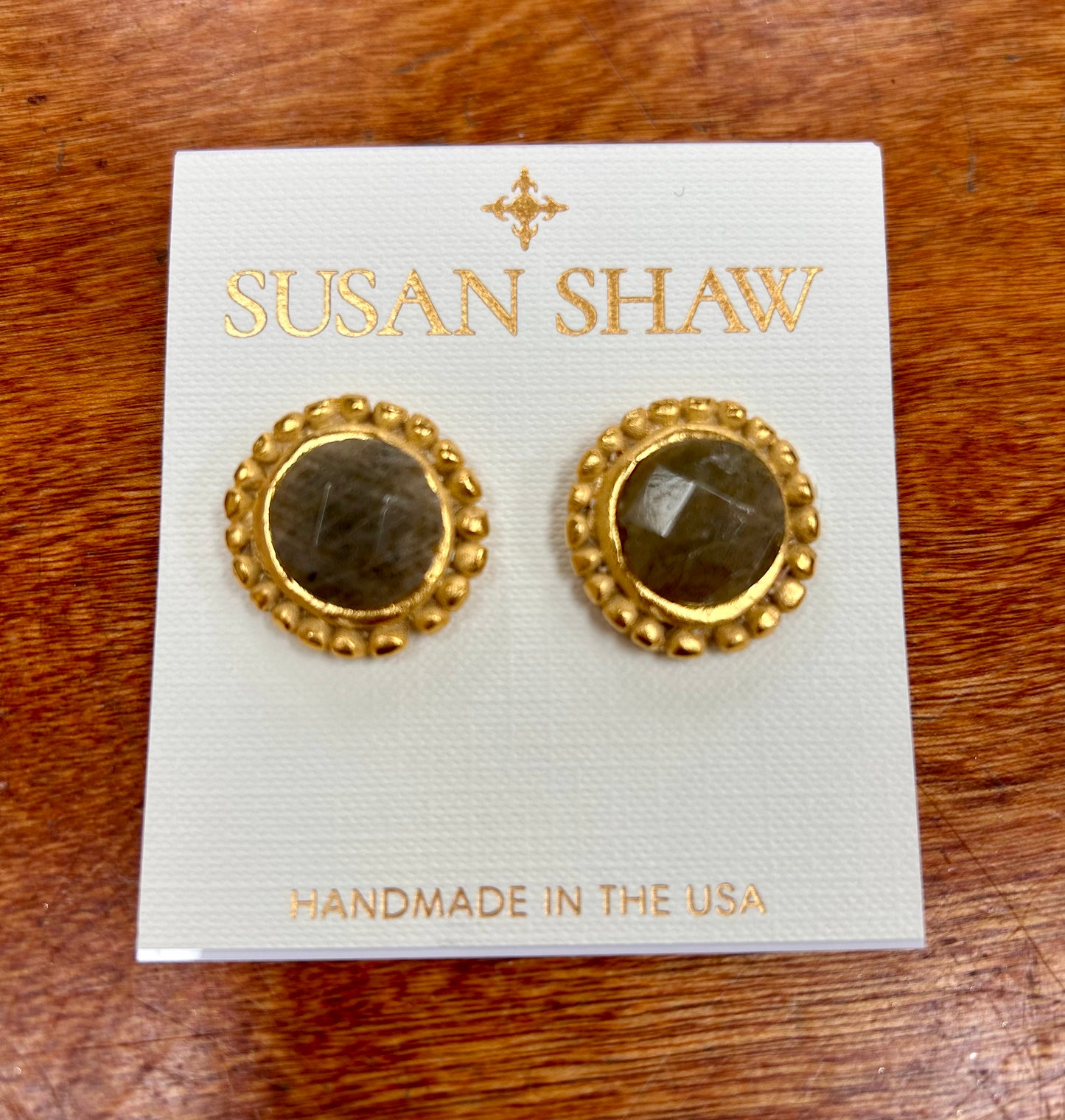 Labradorite Dotted Stud Earrings 1299L
