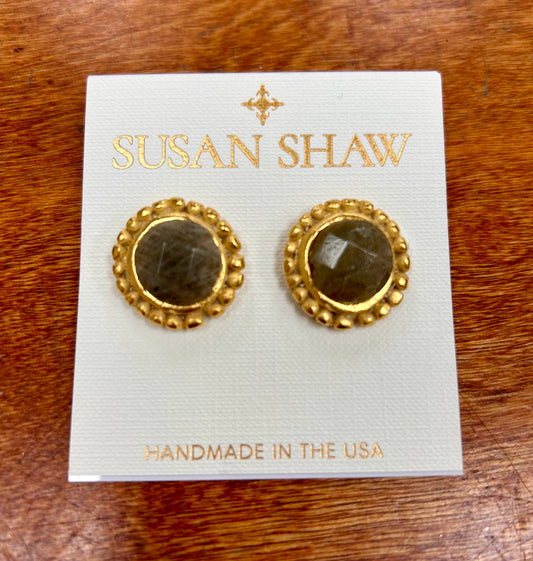 Labradorite Dotted Stud Earrings 1299L