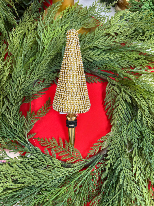 Gold Beaded Tree Shaped Bottle Stopper
