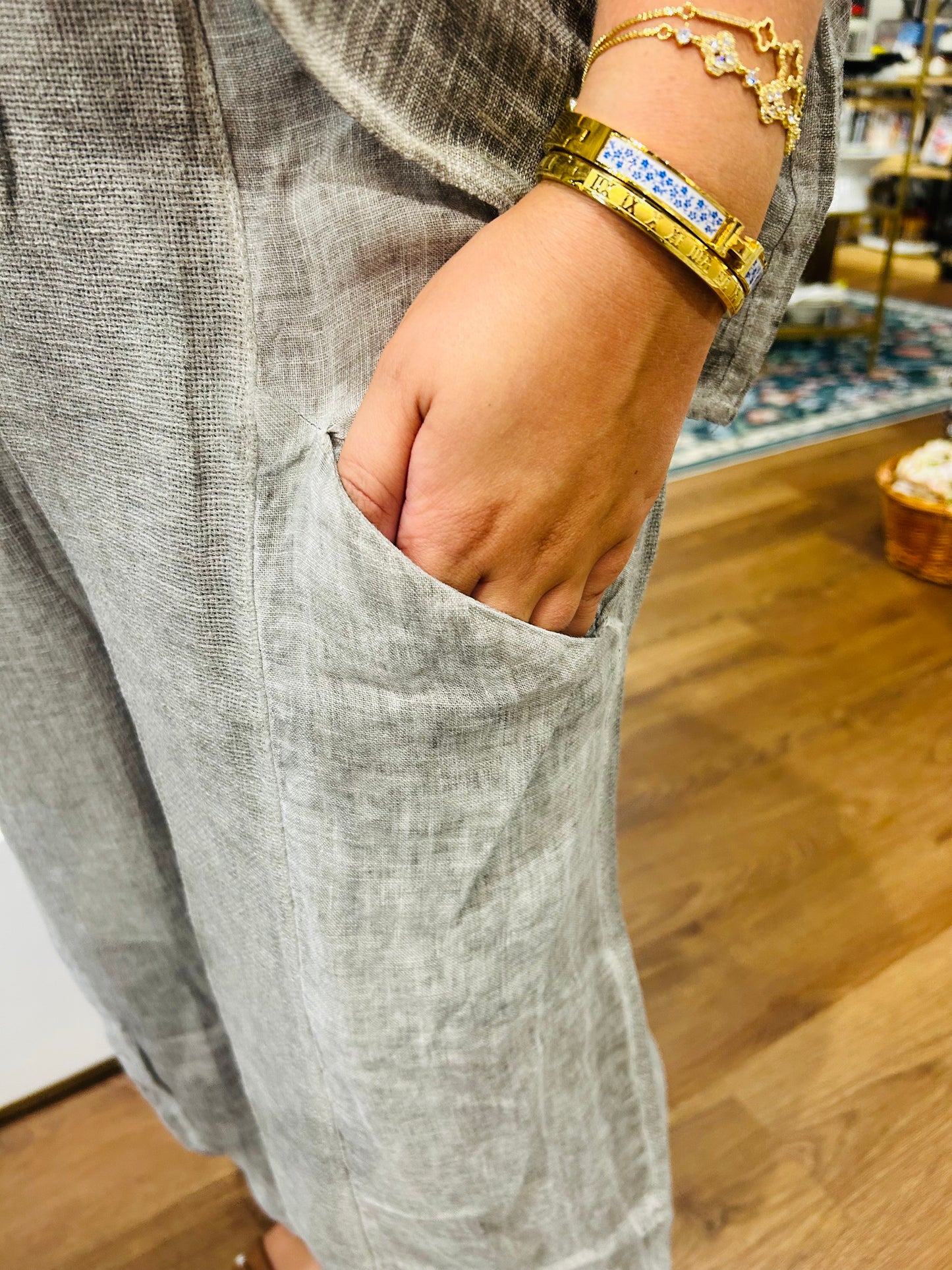 Tempo Paris Linen Taupe Balloon Pants