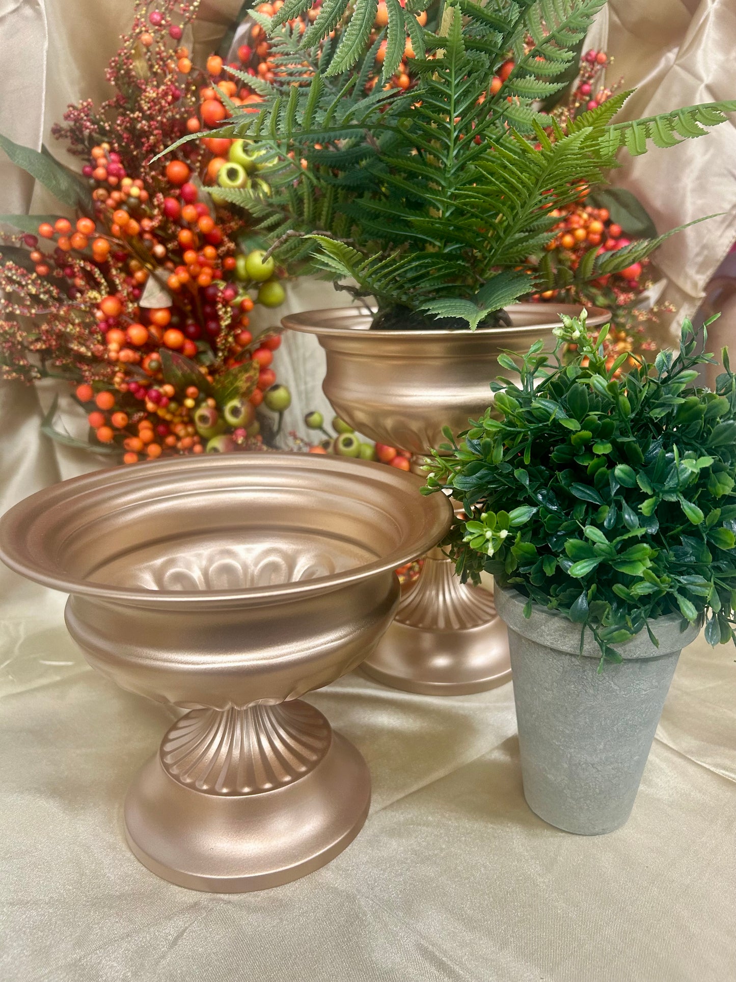 Large Gold Pedestal Planter