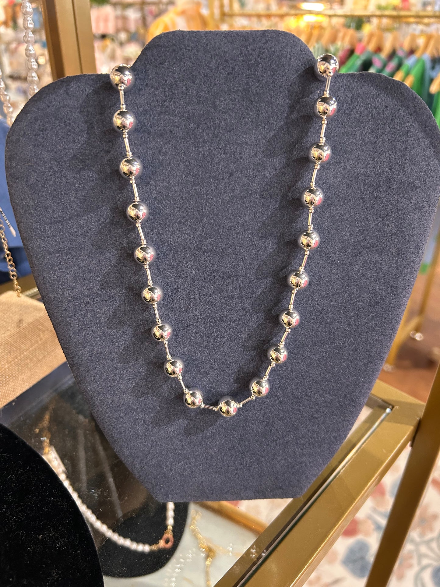 Silver Beaded Magnetic Necklace