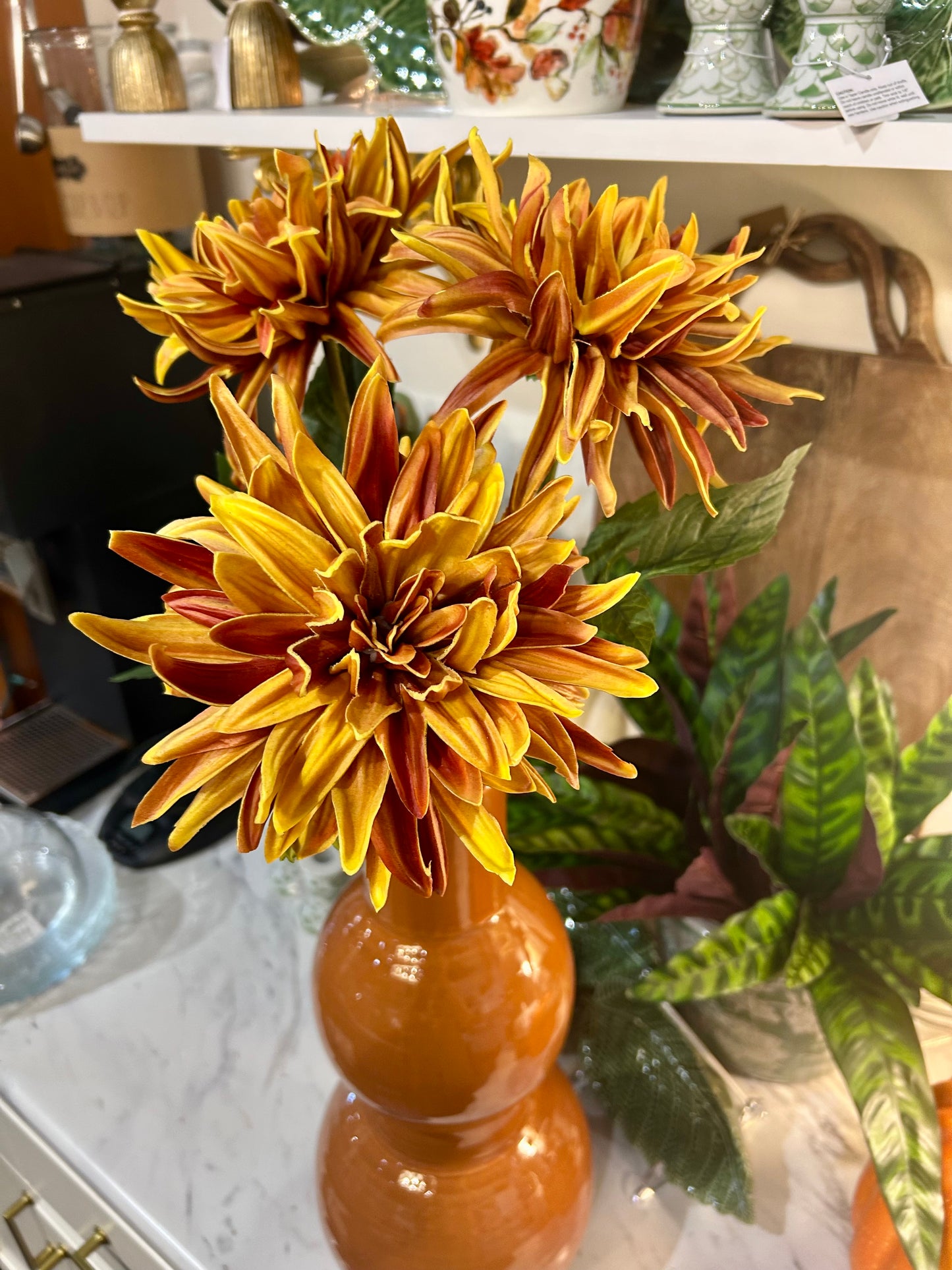 Real Touch Orange Dahlia