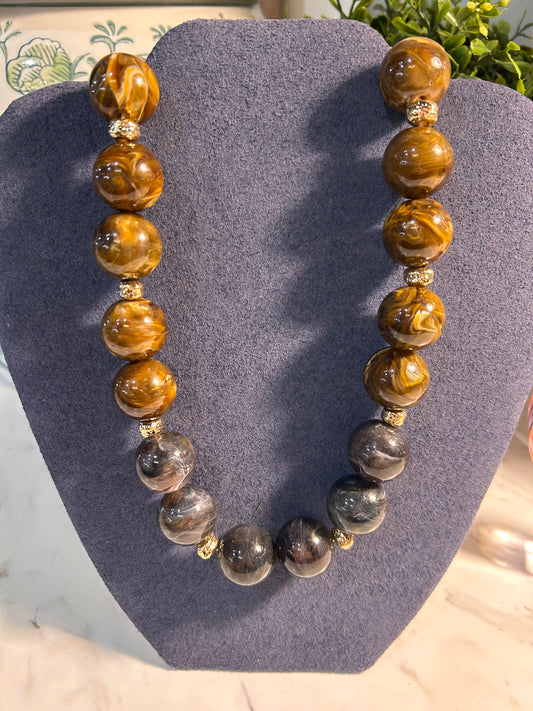 Brown & Charcoal Beaded Necklace