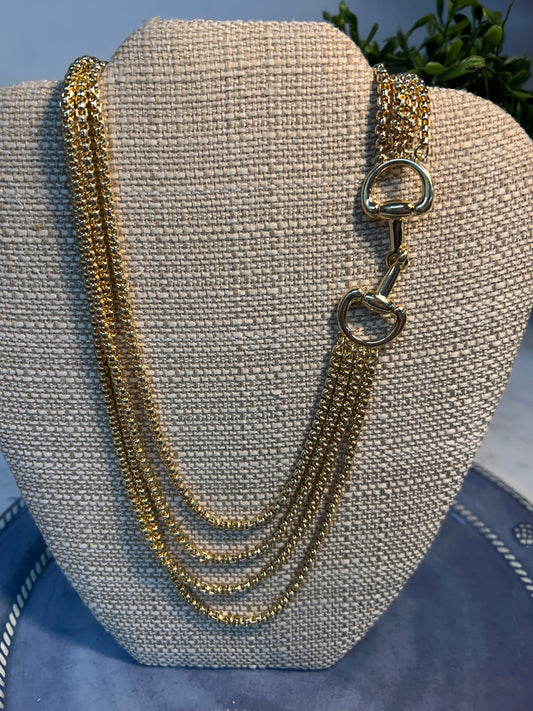 Gold Horse Bit Layered Chain