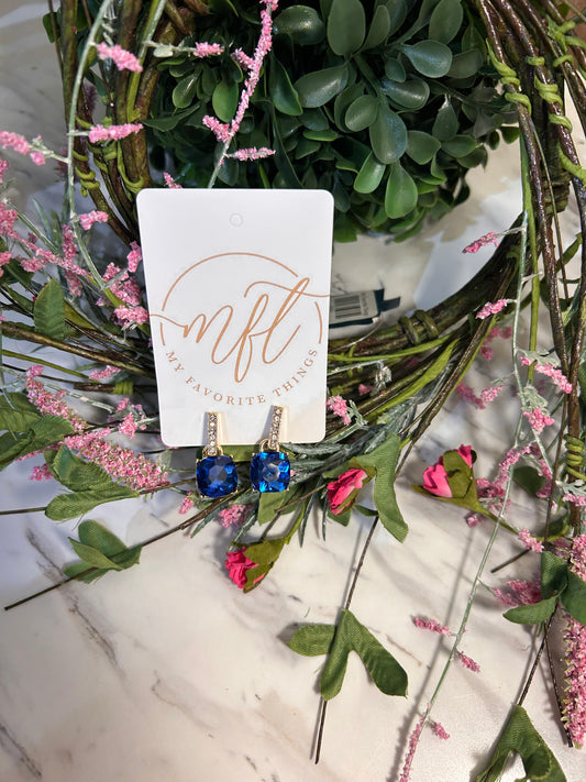 Square Crystal Drop Earrings