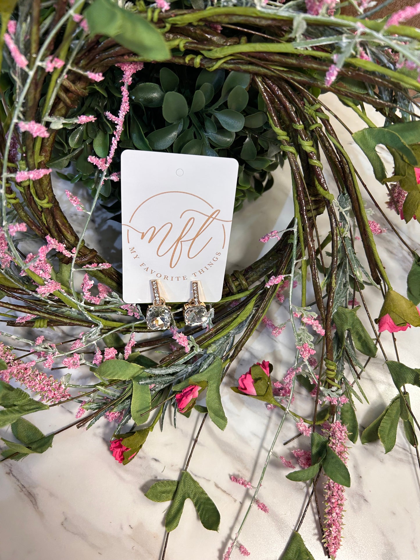 Square Crystal Drop Earrings