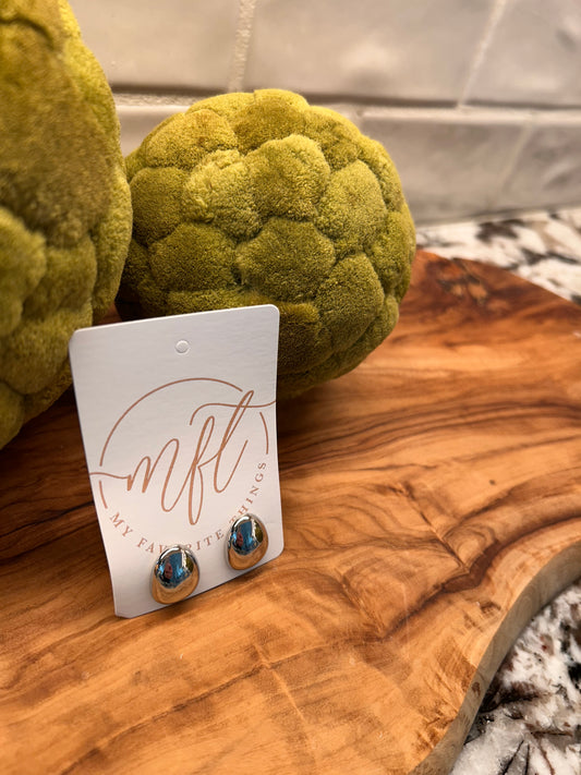 Silver Pear Shaped Stud Earrings