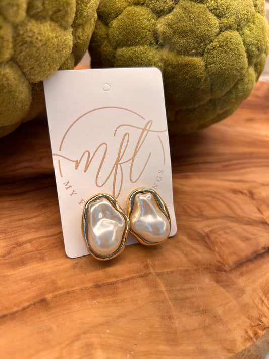 Gold and Baroque Pearl Style Earrings