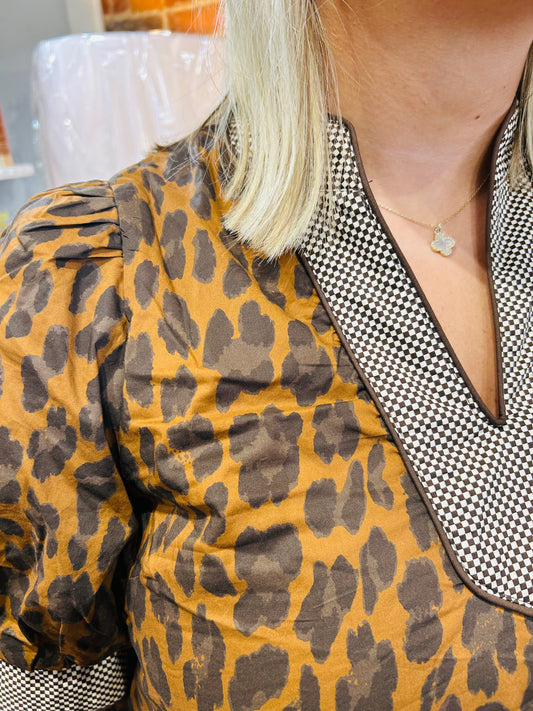 Brown Leopard Midi Dress