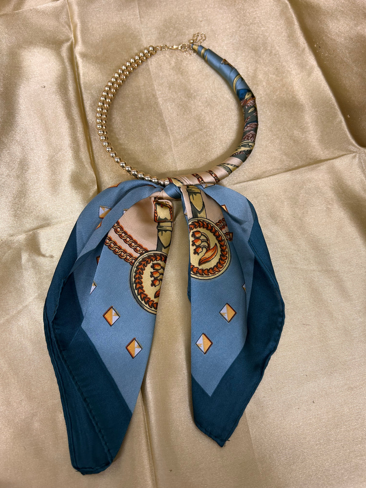 Gold Beaded Necklace Scarf
