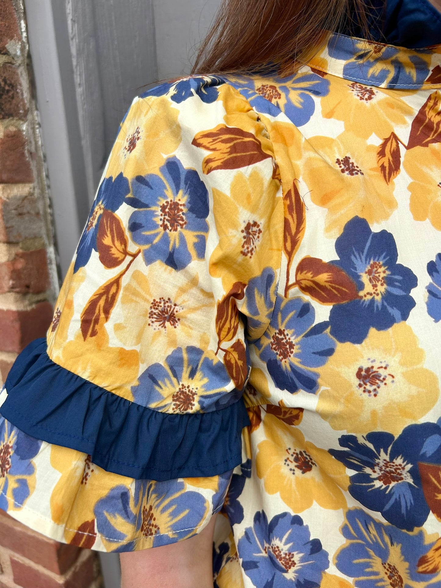 Fall Floral and Yellow Print Top