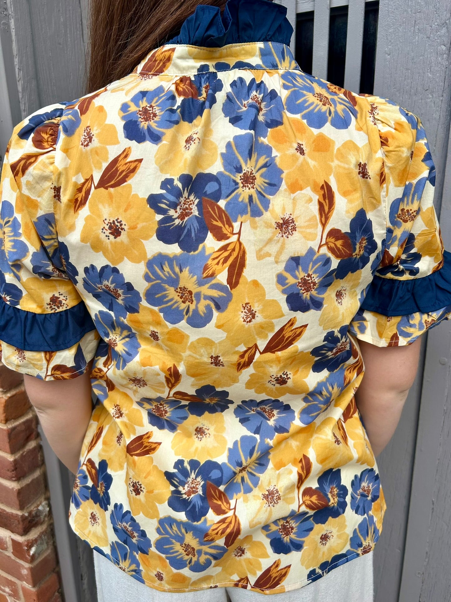 Fall Floral and Yellow Print Top