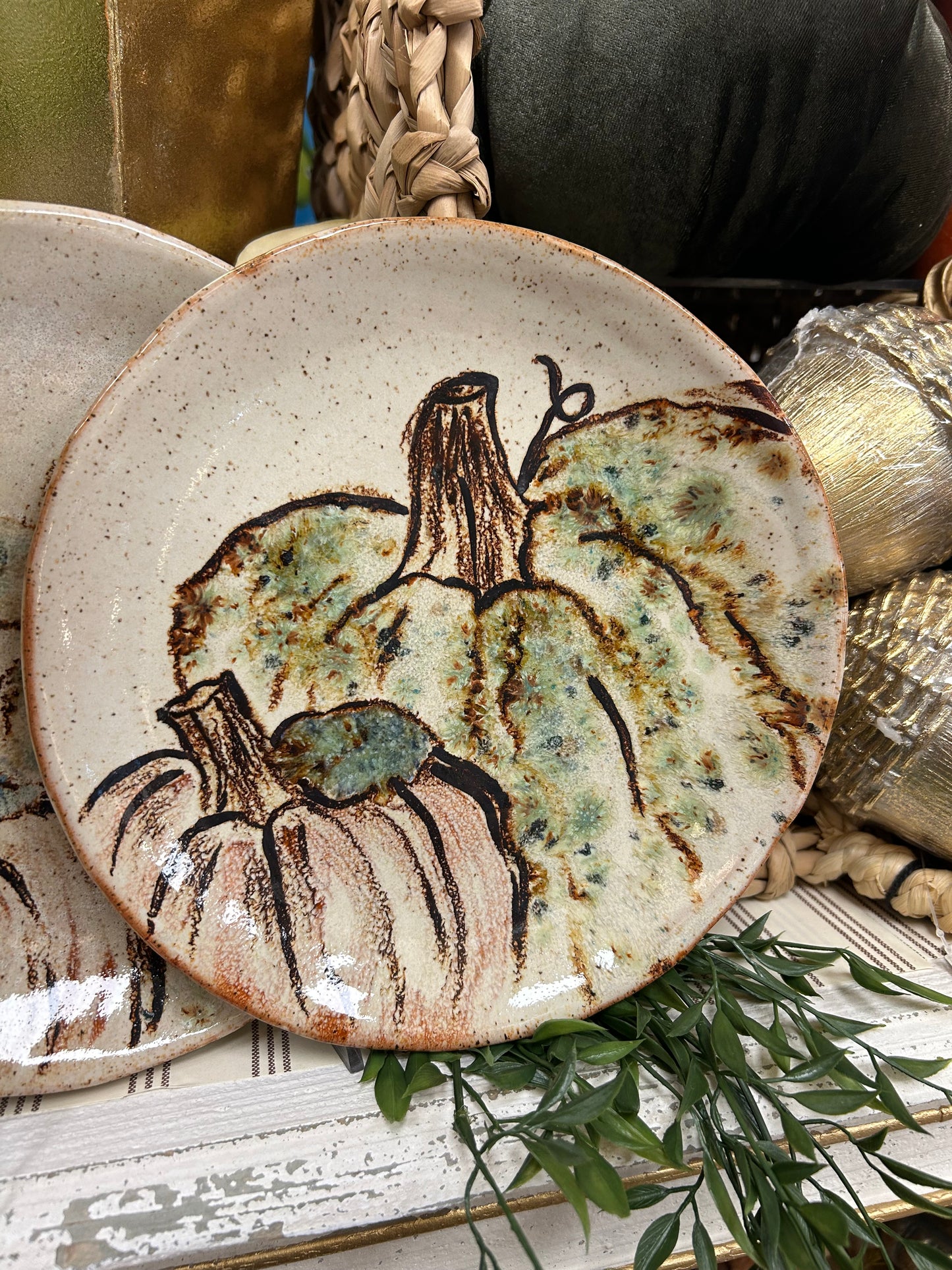 Fall Pumpkins Round Plate