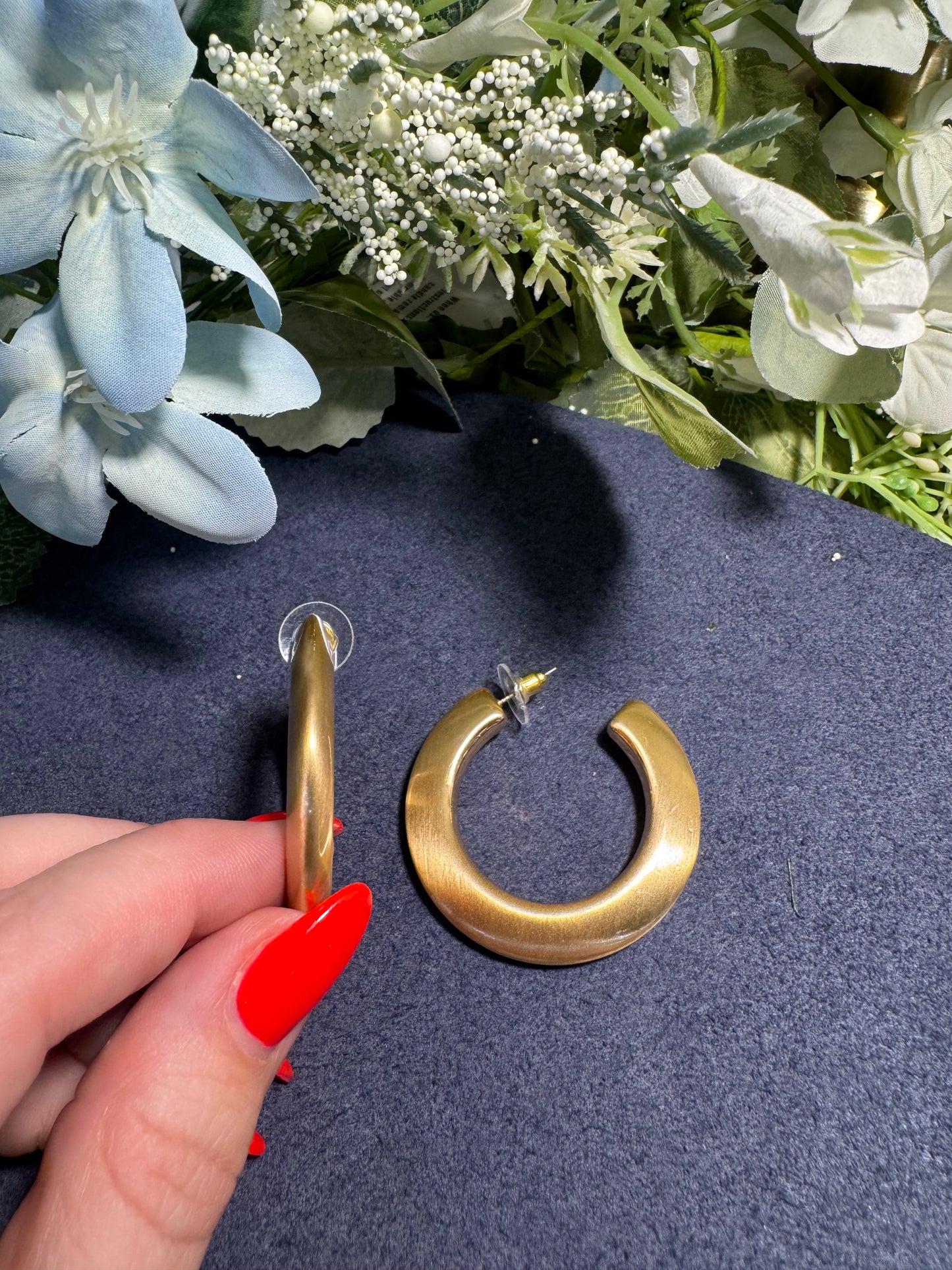 Brushed Gold Statement Hoop Earrings