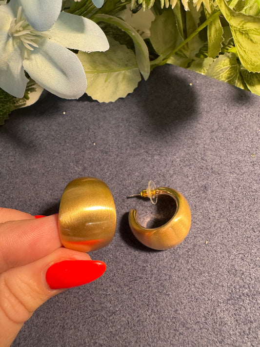 Brushed Gold Dome Hoop Earrings