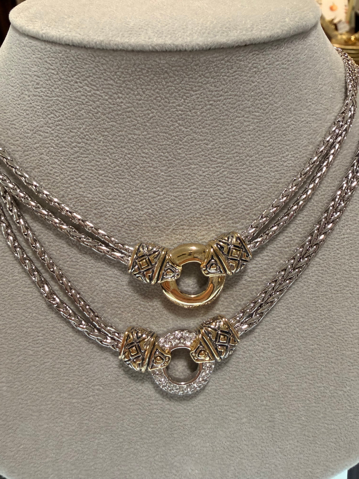 Antiqua Collection - Gold Circle Double-Strand Necklace