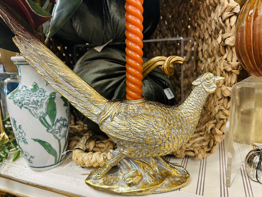 Gold Pheasant Taper Candleholder