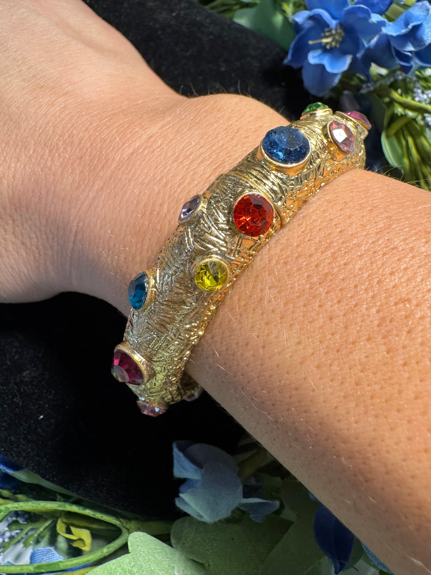 Confetti Gem Gold Cuff Bracelet