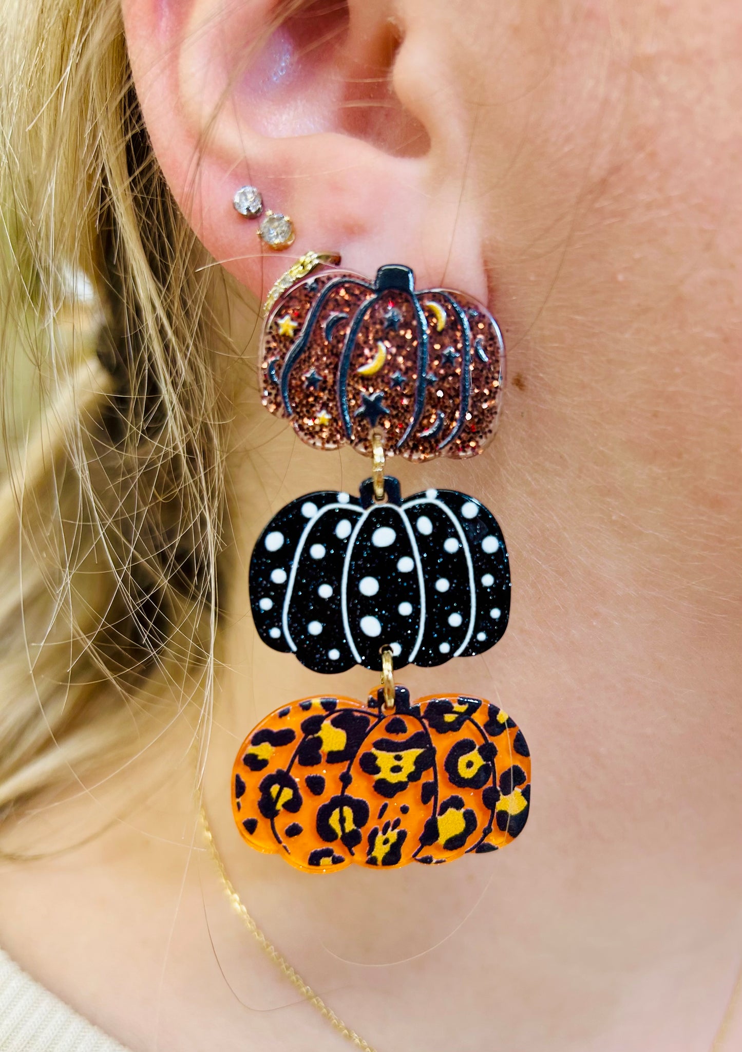 Dark Pumpkin Stack Earrings