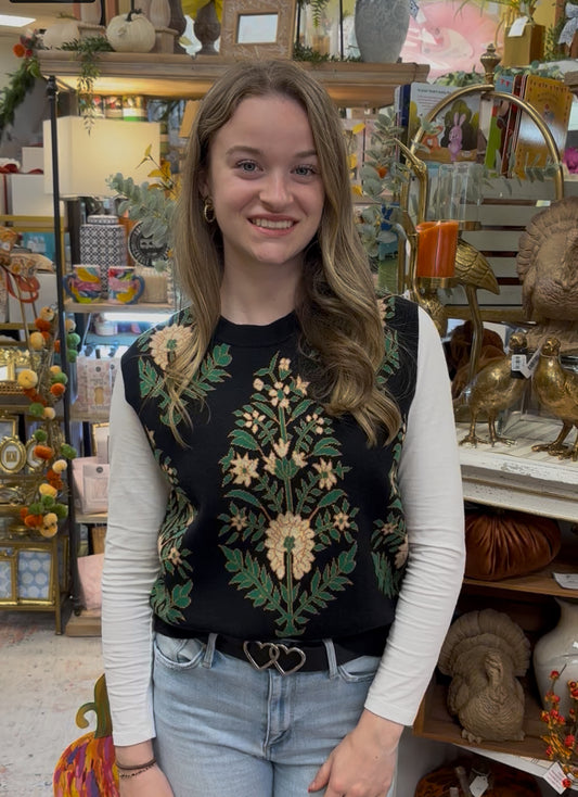 Floral pattern lovely sweater vest.