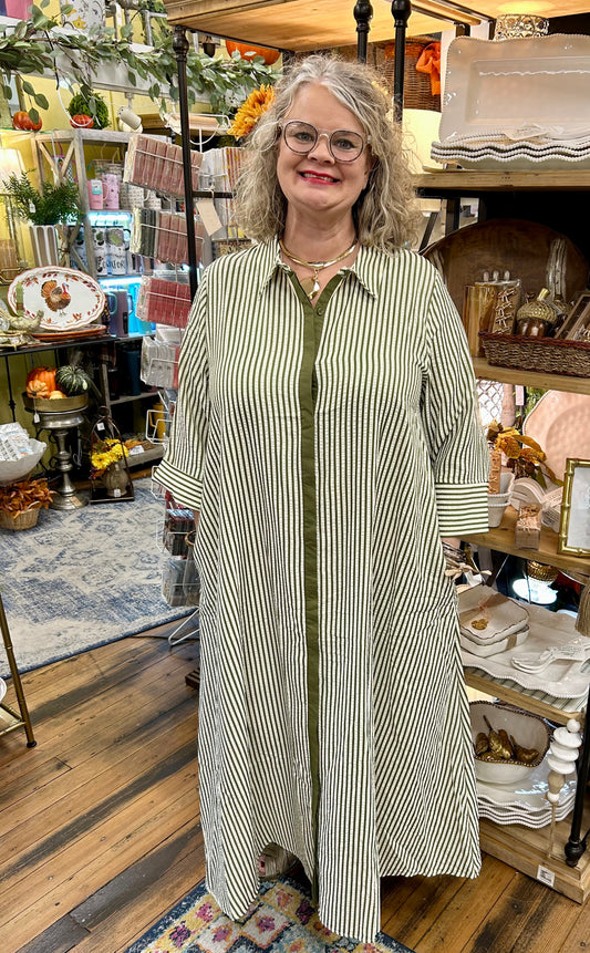 Olive Striped Dress
