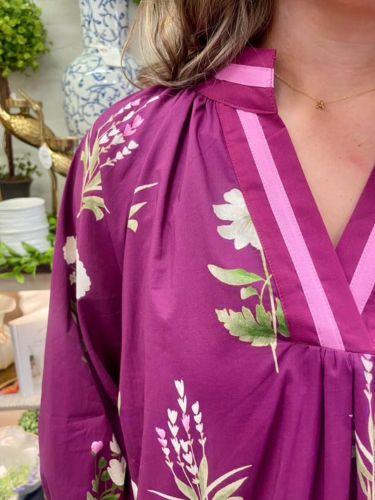 Floral Plum Midi Dress