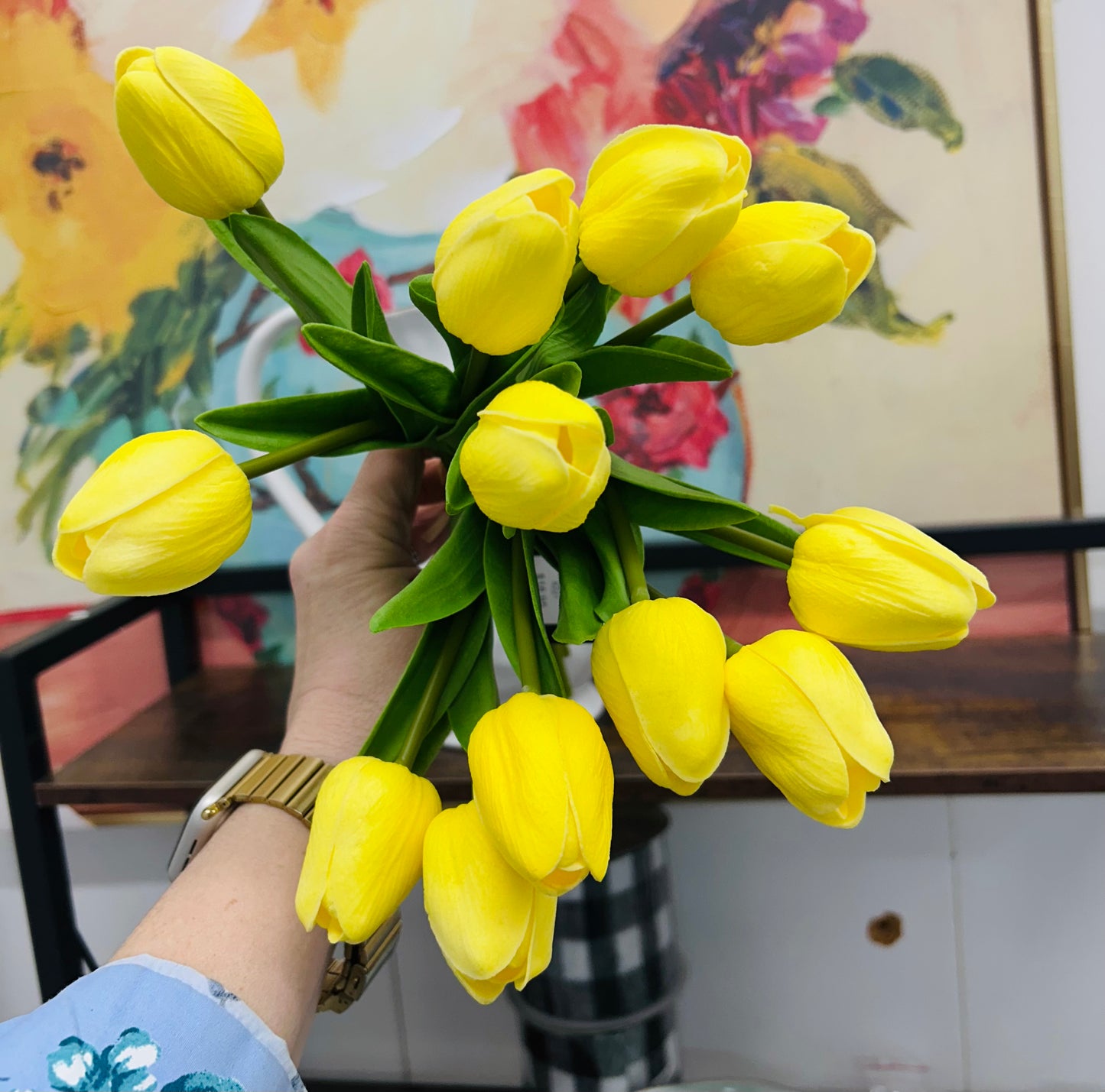 13" Light Yellow Real Touch Mini Tulip Bundle
