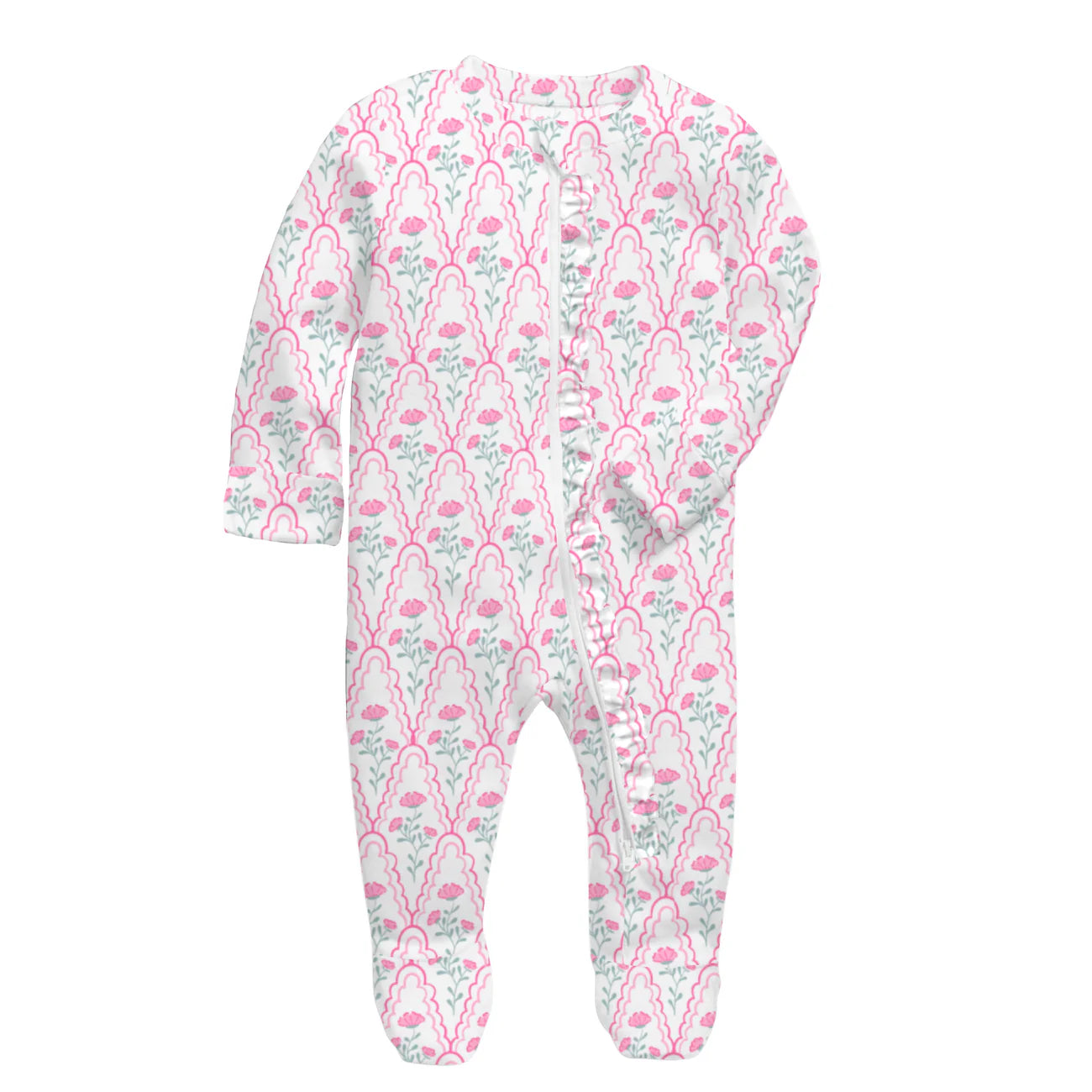 Rosey Lane Bamboo Front Zip Onesie w/Ruffle