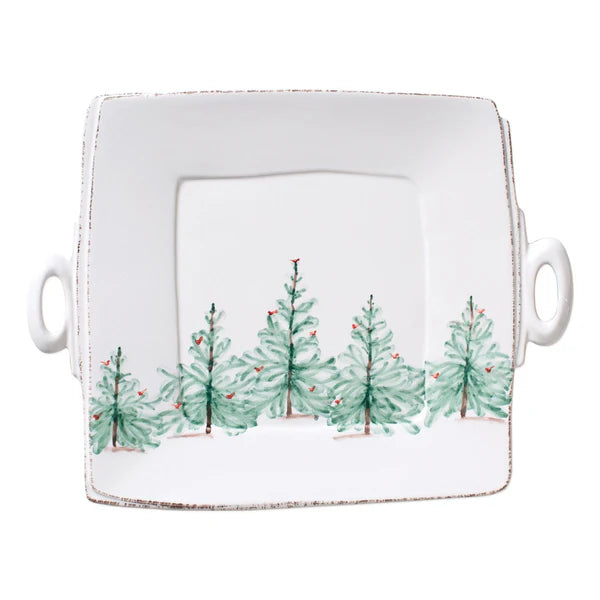 Lastra Holiday Square Platter with Handles