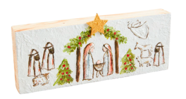 Long Painted Nativity Plaque