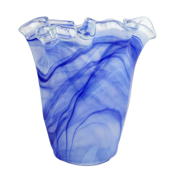 Vietri ONDA  Glass Cobalt ruffled Vase