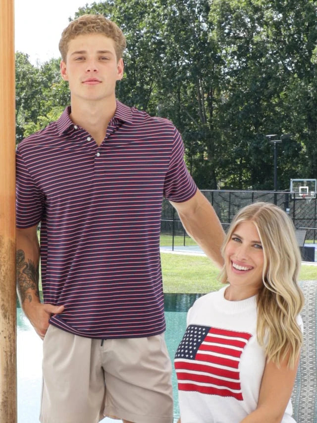 Simply Southern Men's Red & Blue Polo