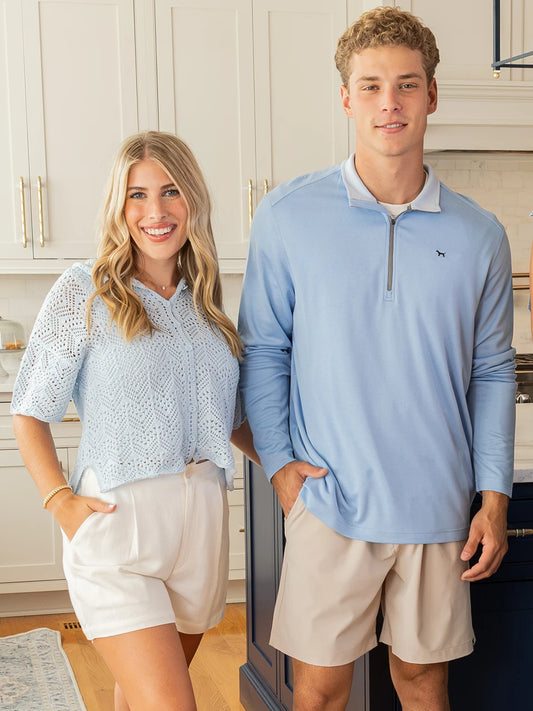 Simply Southern Men's Light Blue Quarter Zip