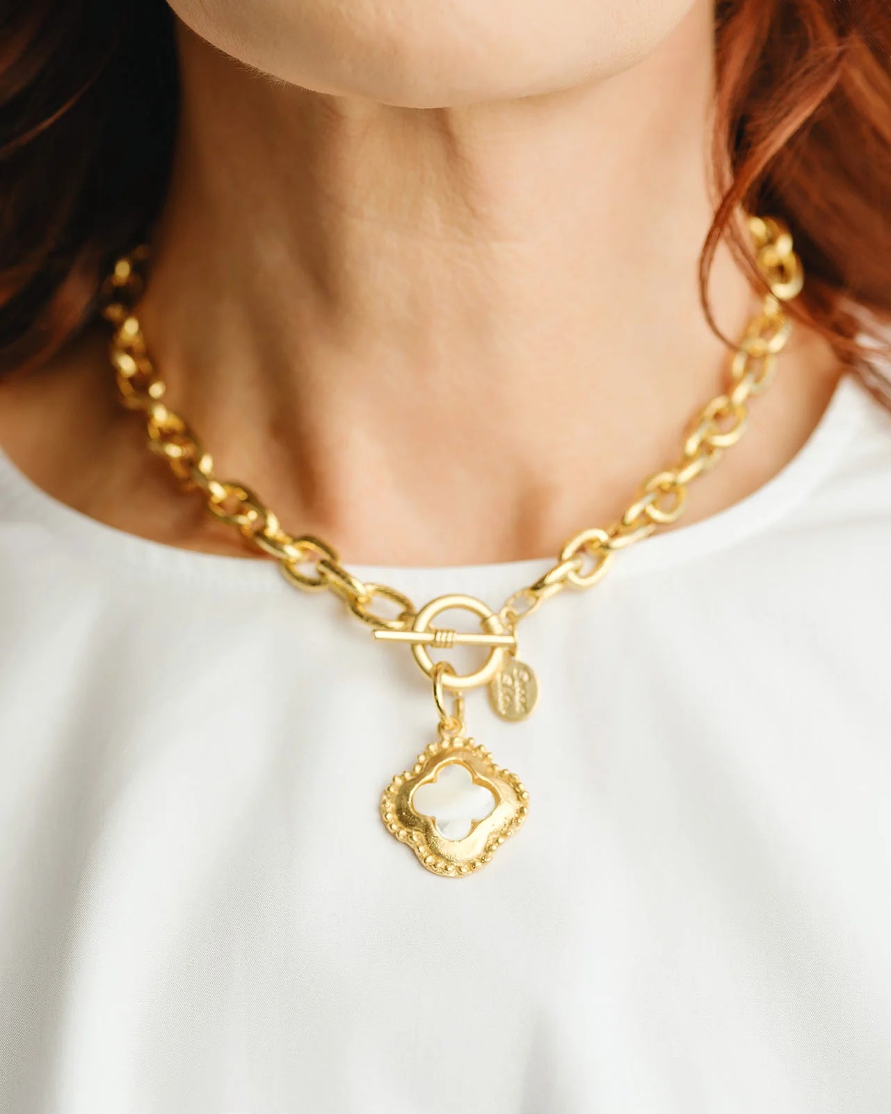 Susan Shaw Camellia Clover Toggle Necklace 3792W